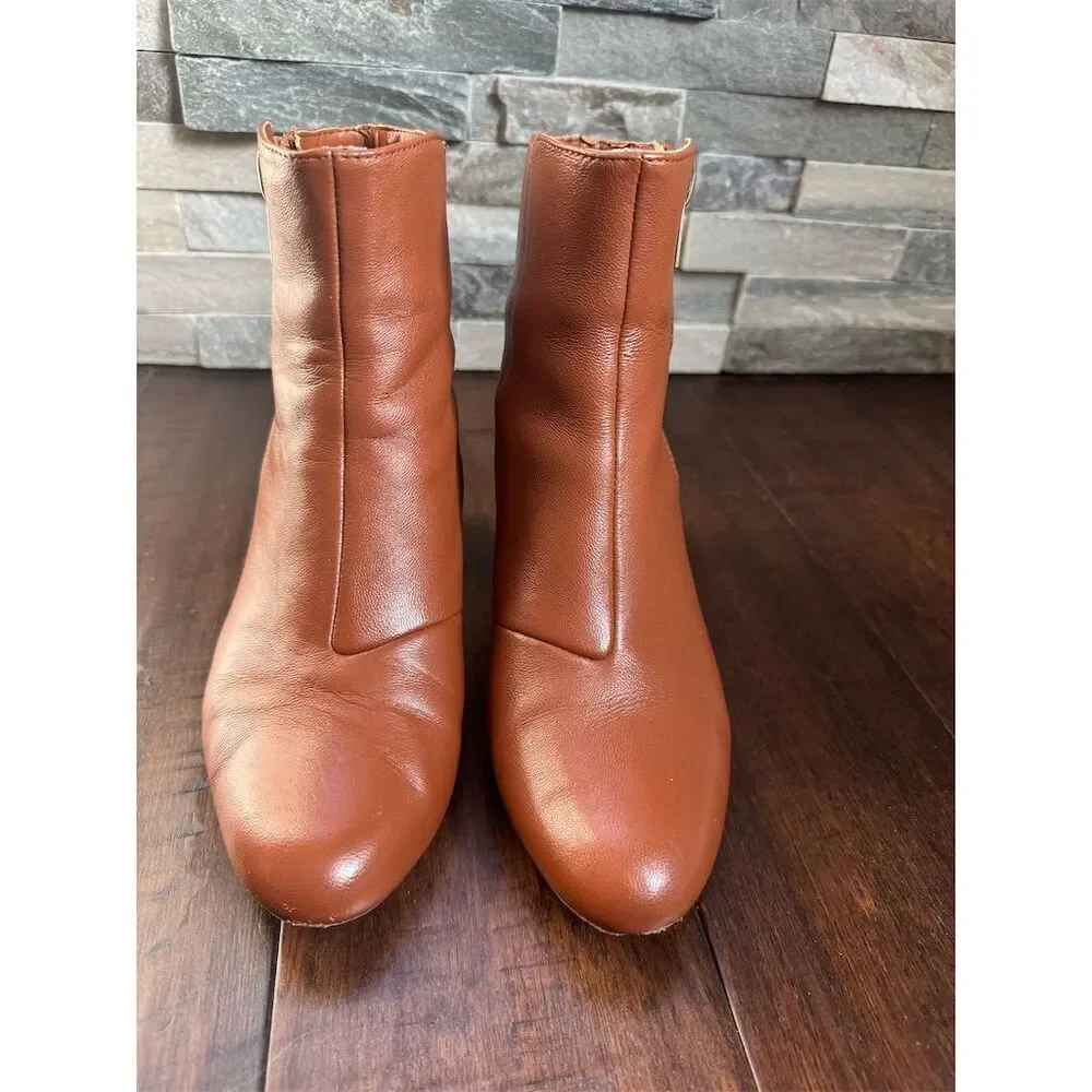 DKNY Women's‎ Crosbi Leather Ankle Booties Caramel Brown Size 8.5 Casual